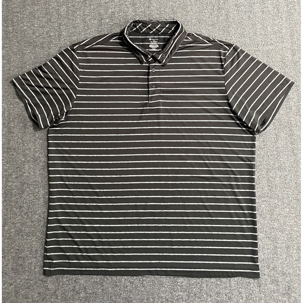 Members Mark Active Performance Mens Striped Polo Blue Golf Shirt Size XL